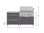 NewAge Outdoor Kitchens Aluminum 4-Piece Cabinet Set with Casters and 3 Drawer, Grill Cabinet, Platinum Grill, Countertop-72205-Garage Giant 