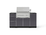 NewAge Outdoor Kitchens Outdoor Grill Island Aluminum 6-Piece Cabinet Set with 1 Door, 3 Drawer, Grill Cabinet, Platinum Grill and Dekton in Sirius Countertops - (Natural Gas) 
