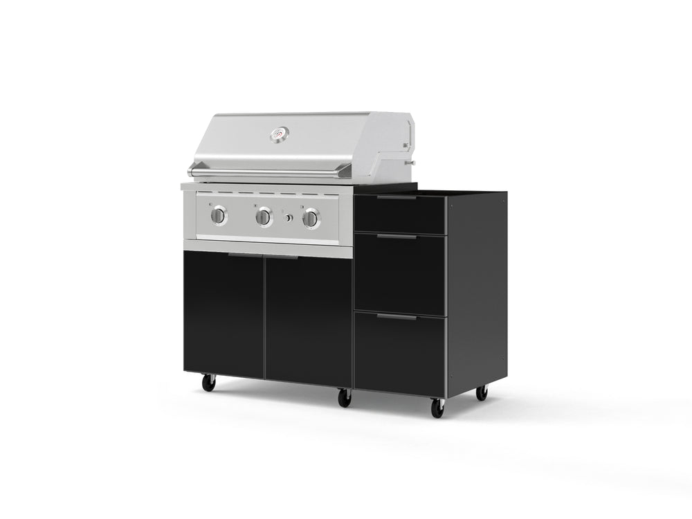 NewAge Outdoor Kitchens Outdoor Grill Island Aluminum 3-Piece Cabinet Set with Casters and 3-Drawer, Grill Cabinet and Performance Grill - (Liquid Propane) | Garage Giant