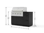 NewAge Outdoor Kitchens Outdoor Grill Island Stainless-Steel 4-Piece Cabinet Set with 3-Drawer, Grill Cabinet, Performance Grill and Dekton in Sirius Countertop - (Natural Gas) 
