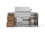 NewAge Outdoor Kitchens Outdoor Grill Island Stainless-Steel Louvered Doors 6-Piece Cabinet Set with Casters 1 Door, 3 Drawer, Grill Cabinet, Platinum Grill, Countertops-74925-Garage Giant 