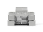 NewAge Outdoor Kitchens Outdoor Grill Island Stainless-Steel 6-Piece Cabinet Set with 3 Drawers, Grill Cabinet, Performance Grill and Dekton in Aeris Countertops - (Liquid Propane) 