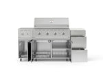 NewAge Outdoor Kitchens Outdoor Grill Island Stainless-Steel 6-Piece Cabinet Set with Casters and 3-Drawer, Grill Cabinet, Performance Grill, Side Burner and Dekton in Aeris Countertop - (Liquid Propane) 