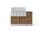 NewAge Outdoor Kitchens Outdoor Grill Island Stainless-Steel Louvered Doors 4-Piece Cabinet Set with 3-Drawer, Grill Cabinet, Performance Grill and Dekton in Sirius Countertop - (Natural Gas) 