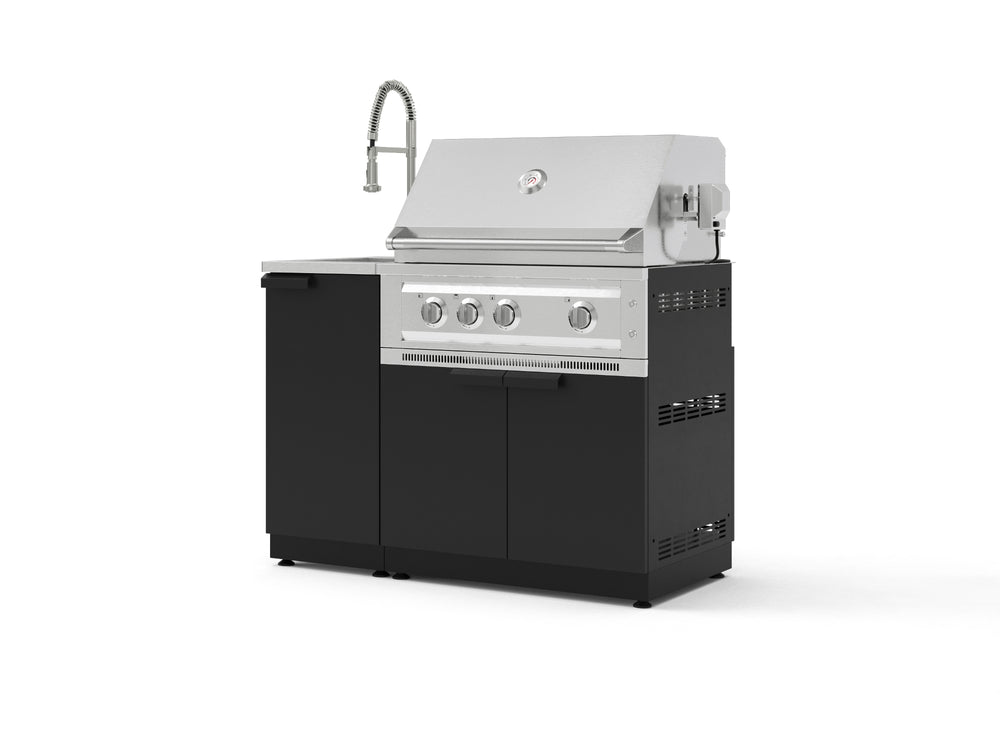 NewAge Outdoor Kitchens Outdoor Grill Island Stainless-Steel 3-Piece Cabinet Set with Sink, Grill Cabinet, and Platinum Grill | 76360