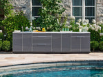 NewAge Outdoor Kitchens Aluminum 4-Piece Cabinet Set with Casters and 3 Drawer, Grill Cabinet, Platinum Grill, Countertop-72204-Garage Giant 