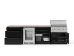 NewAge Outdoor Kitchens Aluminum 7-Piece Cabinet Set with 3-Drawer, Bar, Grill Cabinet, Performance Grill, Countertops and Glass Door Fridge-73653-Garage Giant 