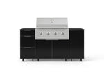 NewAge Outdoor Kitchens Outdoor Grill Island Aluminum 6-Piece Cabinet Set with Casters 1 Door, 3 Drawer, Grill Cabinet, Performance Grill and Dekton in Sirius Countertops - (Liquid Propane) 