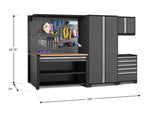 NewAge Garage Cabinets Pro Series 5-Piece Cabinet Set with Tool, Wall Cabinet, Locker, 62 in. Workstation, and Pegboard Accessories Kit-32644-Garage Giant 
