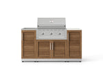 NewAge Outdoor Kitchens Outdoor Grill Island Stainless-Steel Louvered Doors 5-Piece Cabinet Set with Sink, 1 Door, Grill Cabinet, Performance Grill and Stainless Steel Countertop - (Natural Gas) 