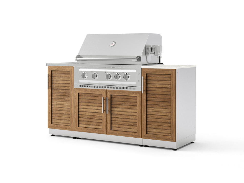 NewAge Outdoor Kitchens Outdoor Grill Island Stainless-Steel 5-Piece Cabinet Set with Sink, 1 Door, Grill Cabinet, Platinum Grill and Stainless Steel Countertop - (Natural Gas) | Garage Giant