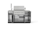 NewAge Outdoor Kitchens Outdoor Grill Island Stainless-Steel 5-Piece Cabinet Set with Sink, 1 Door, Grill Cabinet, Platinum Grill and Stainless Steel Countertop-75387-Garage Giant 