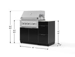 NewAge Outdoor Kitchens Outdoor Grill Island Aluminum 4-Piece Cabinet Set with 3-Drawer, Grill Cabinet, Platinum Grill and Dekton in Aeris Countertop - (Natural Gas) 