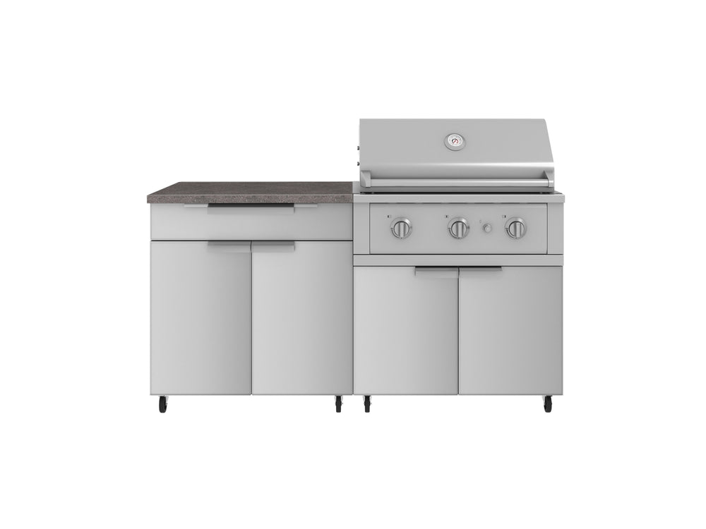 NewAge Outdoor Kitchens Stainless Steel 4-Piece Cabinet Set with Caster and Bar, Grill Cabinet, Platinum Grill, and Countertop-72282-Garage Giant