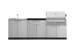 NewAge Outdoor Kitchens Stainless-Steel 5-Piece Cabinet Set with Sink, 2-Door with Drawer, Grill Cabinet, Platinum Grill and Countertop-71569-Garage Giant 
