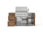 NewAge Outdoor Kitchens Outdoor Grill Island Stainless-Steel Louvered Doors 6-Piece Cabinet Set with Casters 1 Door, 3 Drawer, Grill Cabinet, Platinum Grill and Dekton in Aeris Countertops - (Liquid Propane) 