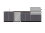 NewAge Outdoor Kitchens Aluminum 6-Piece Cabinet Set with Sink, Bar, Grill Cabinet, Platinum Grill, Countertop and Fridge-72052-Garage Giant 