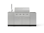 NewAge Outdoor Kitchens Outdoor Grill Island Stainless-Steel 5-Piece Cabinet Set with Sink, 1 Door, Grill Cabinet, Performance Grill and Stainless Steel Countertop - (Liquid Propane) 