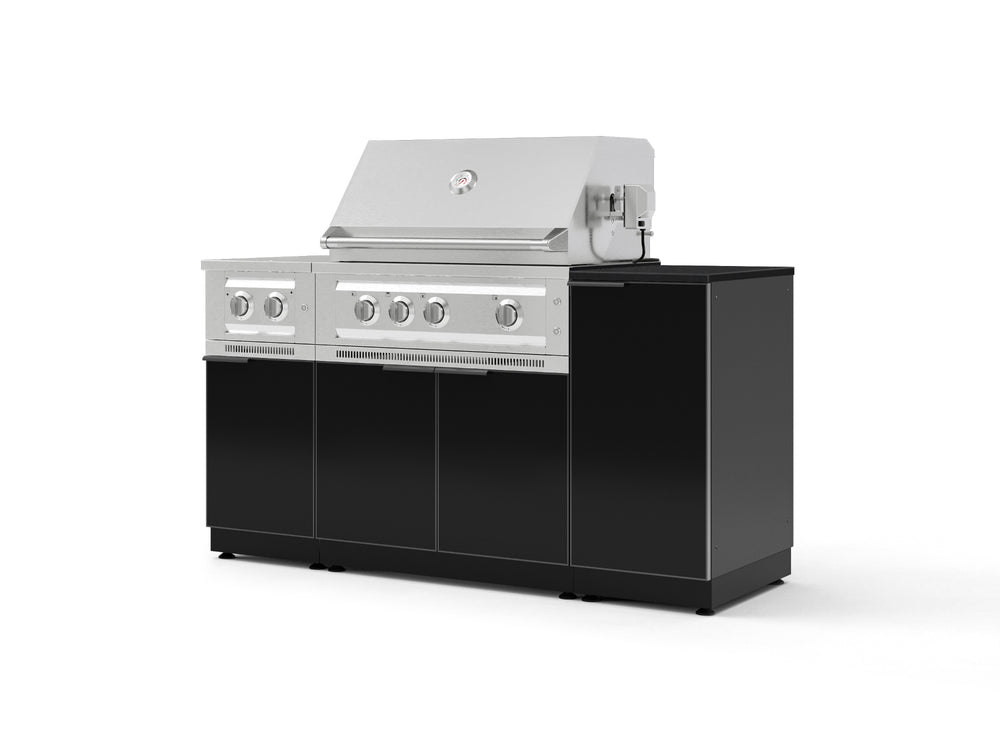 NewAge Outdoor Kitchens Outdoor Grill Island Aluminum 6-Piece Cabinet Set with 1-Door, Grill Cabinet, Platinum Grill, Dual Side Burner and Dekton in Sirius Countertop - (Natural Gas) | Garage Giant