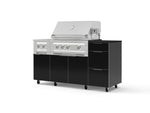 NewAge Outdoor Kitchens Outdoor Grill Island Aluminum 6-Piece Cabinet Set with Casters and 3-Drawer, Grill Cabinet, Platinum Grill, Dual Side Burner and Dekton in Sirius Countertop - (Liquid Propane) | Garage Giant 