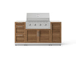 NewAge Outdoor Kitchens Outdoor Grill Island Stainless-Steel Louvered Doors 6-Piece Cabinet Set with 1 Door, 3 Drawer, Grill Cabinet, Performance Grill and Dekton in Aeris Countertops - (Natural Gas) 