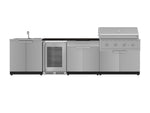 NewAge Outdoor Kitchens Stainless Steel 6-Piece Cabinet Set with Sink, Bar, Grill Cabinet, Performance Grill, Countertop and Fridge-72008-Garage Giant 