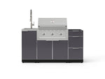 NewAge Outdoor Kitchens Outdoor Grill Island Aluminum 5-Piece Cabinet Set with Sink, 3 Drawer, Grill Cabinet, Performance Grill and Stainless Steel Countertop - (Liquid Propane) 