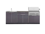 NewAge Outdoor Kitchens Aluminum 5-Piece Cabinet Set with Bar, Sink, Grill Cabinet, Platinum Grill, and Countertop-71275-Garage Giant 