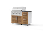 NewAge Outdoor Kitchens Outdoor Grill Island Stainless-Steel Louvered Doors 4-Piece Cabinet Set with Casters and 3-Drawer, Grill Cabinet, Performance Grill and Dekton in Sirius Countertop - (Liquid Propane) | Garage Giant 