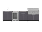 NewAge Outdoor Kitchens Aluminum 6-Piece Cabinet Set with Sink, Bar, Grill Cabinet, Performance Grill, Countertop and Fridge-72056-Garage Giant 