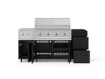 NewAge Outdoor Kitchens Outdoor Grill Island Stainless-Steel 5-Piece Cabinet Set with Casters and 3-Drawer, Grill Cabinet, Side Burner and Performance Grill - (Liquid Propane) 