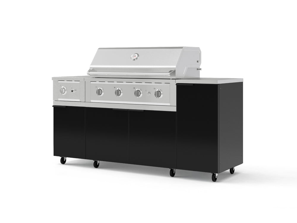 NewAge Outdoor Kitchens Outdoor Grill Island Aluminum 6-Piece Cabinet Set with Casters and 1-Door, Grill Cabinet, Performance Grill, Side Burner, Countertop | 77366