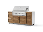 NewAge Outdoor Kitchens Outdoor Grill Island Stainless-Steel Louvered Doors 6-Piece Cabinet Set with Casters 1 Door, 3 Drawer, Grill Cabinet, Platinum Grill and Dekton in Aeris Countertops - (Liquid Propane) | Garage Giant 