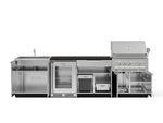 NewAge Outdoor Kitchens Stainless Steel 6-Piece Cabinet Set with Sink, Bar, Grill Cabinet, Platinum Grill, Countertop and Fridge-72015-Garage Giant 
