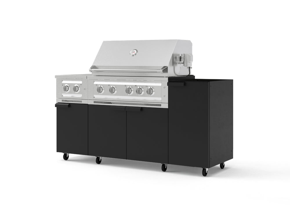 NewAge Outdoor Kitchens Outdoor Grill Island Stainless-Steel 5-Piece Cabinet Set with Casters and 1-Door, Grill Cabinet, Dual Side Burner and Platinum Grill - (Liquid Propane) | Garage Giant