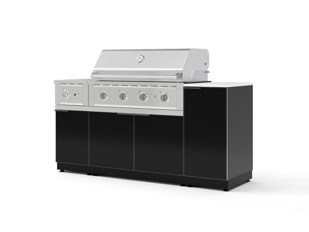 NewAge Outdoor Kitchens Outdoor Grill Island Aluminum 6-Piece Cabinet Set with 1-Door, Grill Cabinet, Performance Grill, Side Burner and Countertop - (Liquid Propane) | Garage Giant