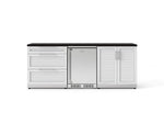 NewAge Outdoor Kitchens Stainless Steel 5-Piece Cabinet Set with 3-Drawer, 2-Door Cabinet, Countertops and Fridge-73858-Garage Giant 