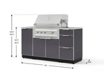 NewAge Outdoor Kitchens Outdoor Grill Island Aluminum 5-Piece Cabinet Set with Sink, 3 Drawer, Grill Cabinet, Platinum Grill and Stainless Steel Countertop 