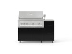 NewAge Outdoor Kitchens Outdoor Grill Island Aluminum 4-Piece Cabinet Set with Casters and 3-Drawer, Grill Cabinet, Platinum Grill, Countertop 