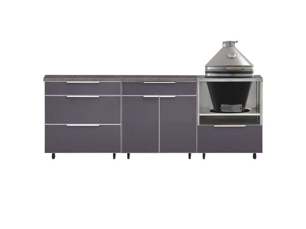 NewAge Outdoor Kitchens Aluminum 5-Piece Cabinet Set With Casters and 3 Drawer, Bar, Kamado Cabinet, Kamado, Countertop-72683-Garage Giant