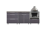 NewAge Outdoor Kitchens Aluminum 5-Piece Cabinet Set With Casters and 3 Drawer, Bar, Kamado Cabinet, Kamado, Countertop-72683-Garage Giant 