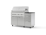 NewAge Outdoor Kitchens Outdoor Grill Island Stainless-Steel 4-Piece Cabinet Set with Casters and 3-Drawer, Grill Cabinet, Platinum Grill and Dekton in Sirius Countertop - (Liquid Propane) | Garage Giant 