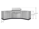 NewAge Outdoor Kitchens Stainless Steel 7-Piece Cabinet Set with 2 Door, Bar, Corner, Grill Cabinet, Platinum Grill, and Countertops 