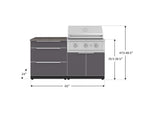 NewAge Outdoor Kitchens Aluminum 4-Piece Cabinet Set with 3 Drawer, Grill Cabinet, Performance Grill, and Countertop-71646-Garage Giant 