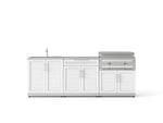 NewAge Outdoor Kitchens Stainless Steel Louvered Doors 5-Piece Cabinet Set with Sink, Bar, Grill Cabinet, Platinum Griddle and Countertop-74967-Garage Giant 
