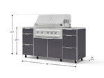 NewAge Outdoor Kitchens Outdoor Grill Island Aluminum 6-Piece Cabinet Set with Casters 3 Drawers, Grill Cabinet, Platinum Grill, Countertops-74930-Garage Giant 