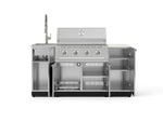 NewAge Outdoor Kitchens Outdoor Grill Island Stainless-Steel 5-Piece Cabinet Set with Sink, 1 Door, Grill Cabinet, Performance Grill and Stainless Steel Countertop - (Liquid Propane) 
