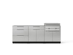 NewAge Outdoor Kitchens Stainless Steel 5-Piece Cabinet Set with with 3-Drawer, Bar, Grill Cabinet, Platinum Griddle and Countertop-74947-Garage Giant 