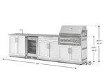 NewAge Outdoor Kitchens Stainless Steel 6-Piece Cabinet Set with Sink, Bar, Grill Cabinet, Platinum Grill, Countertop and Glass Door Fridge-71527-Garage Giant 