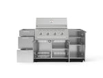 NewAge Outdoor Kitchens Outdoor Grill Island Stainless-Steel 5-Piece Cabinet Set with 1 Door, 3 Drawer, Grill Cabinet and Performance Grill - (Liquid Propane) 